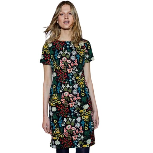 Boden Carina Dark Floral Shift Dress Size 8 Regular Boho Whimsy Colorful Fall - Picture 1 of 12